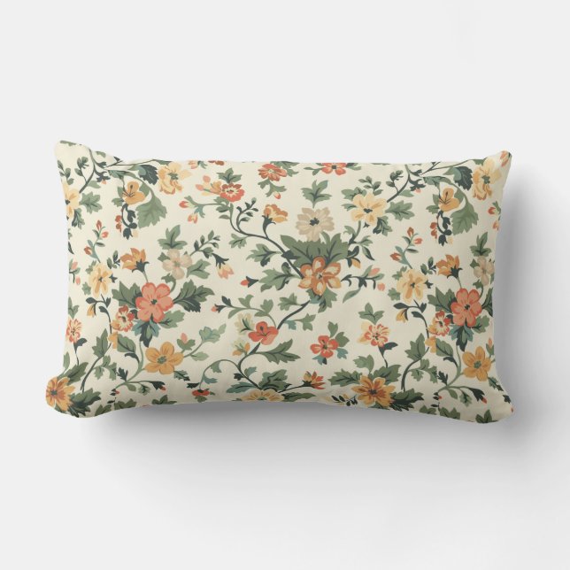 Cojín Lumbar Flores de crema elegantes (Anverso)