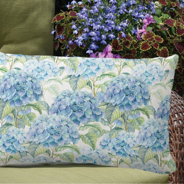 Cojín Lumbar Flores de hidrangea acuarelas (Subido por el creador)