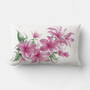 Cojín Lumbar Flores de Lily Oriental Rosa