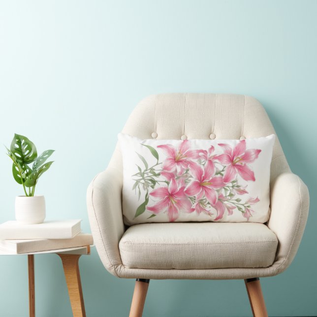 Cojín Lumbar Flores De Lirio Rosa (Silla)