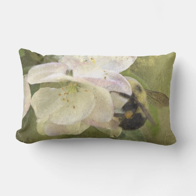 Cojín Lumbar Flores de manzana y abejorros (Anverso)