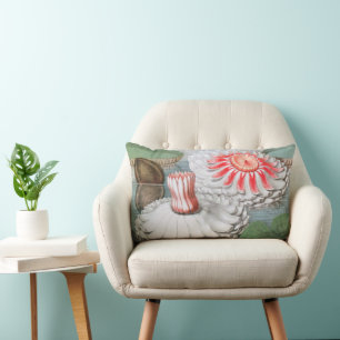 Cojín Lumbar Flores de Nenúfar Vintage, Nenúfares en un Estanqu