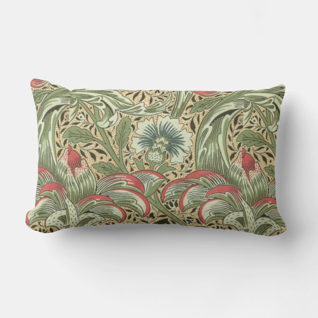 Cojín Lumbar Flores de níquel de William Morris (Anverso)