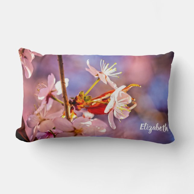 Cojín Lumbar Flores de Sakura alegres (Anverso)