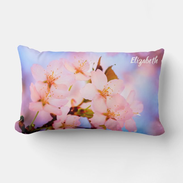 Cojín Lumbar Flores de Sakura Delicadas (Anverso)
