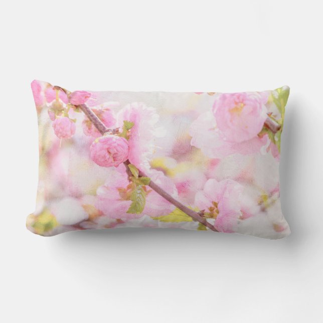 Cojín Lumbar Flores de sakura rosadas - Flor de cerezo japonesa (Anverso)