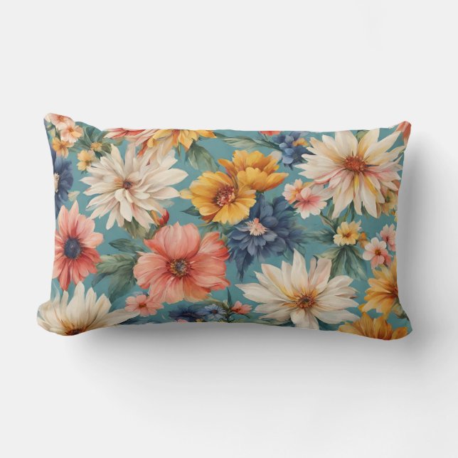Cojín Lumbar Flores de verano elegantes y sorprendentes (Anverso)