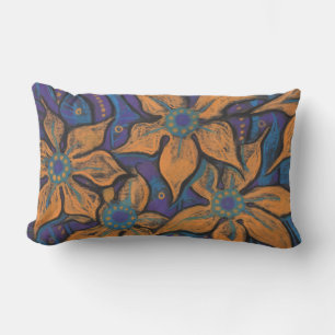 Cojín Lumbar Flores doradas, pintura decorativa, pastel, flora