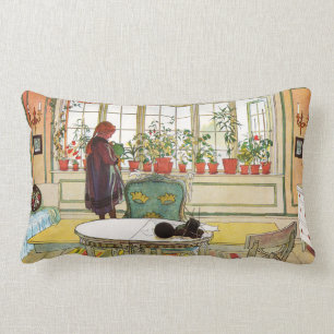 Cojín Lumbar Flores en el Windowsill por Carl Larsson