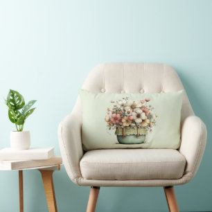 Cojín Lumbar Flores En Maceta Acogedor Estilo Shabby Adorable