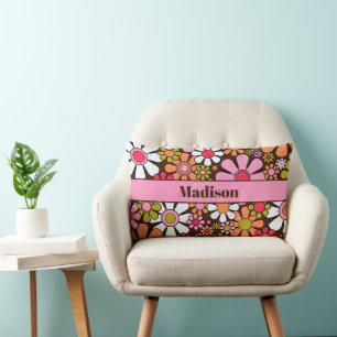 Cojín Lumbar Flores Groovy Retro Floral 60's 70 personalizadas