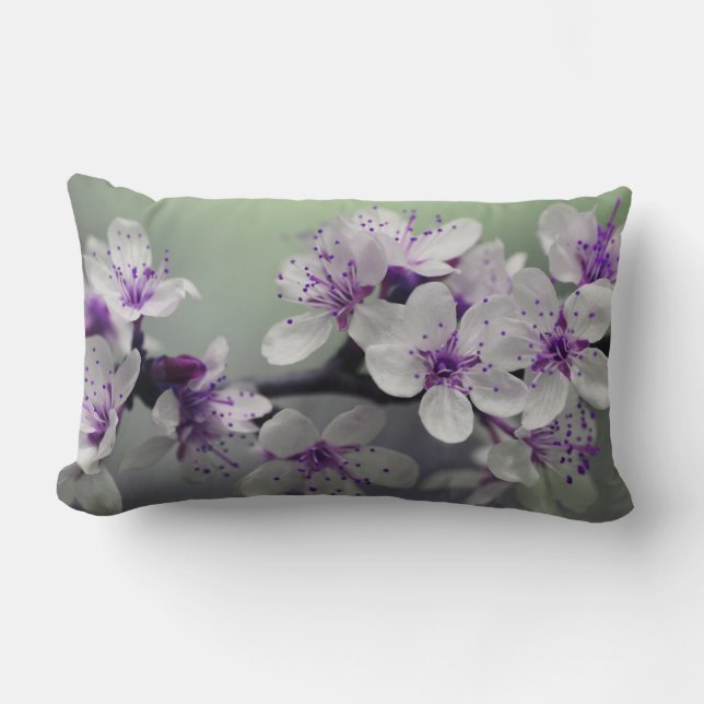 Cojín Lumbar Flores hermosos de la primavera de la violeta (Anverso)
