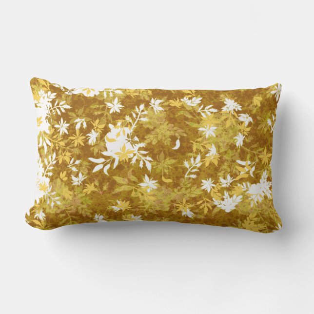Cojín Lumbar Flores Marigold Amarilla De Mostaza Moderna Y Eleg (Anverso)
