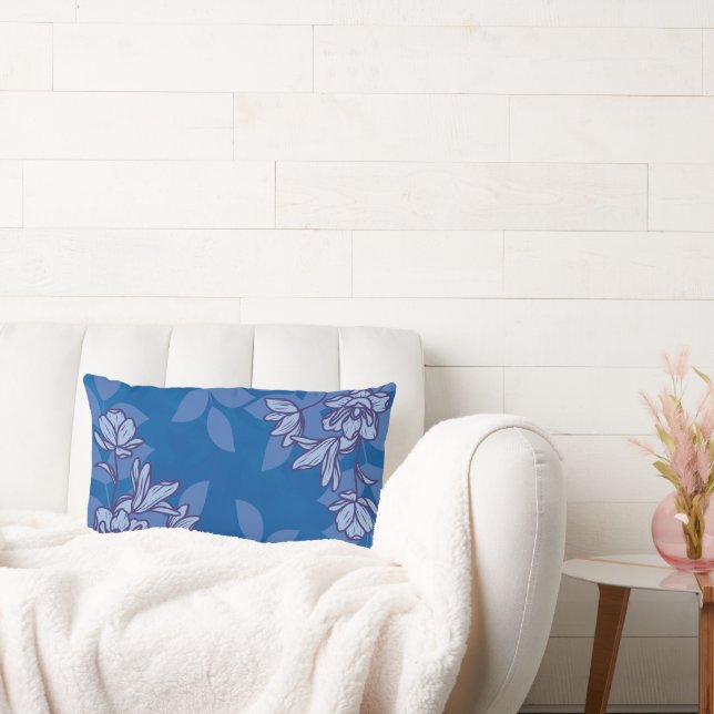 Cojín Lumbar Flores Modernas Y Ornamentos De Hojas (Sofá)