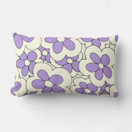 Cojín Lumbar Flores moradas en crema