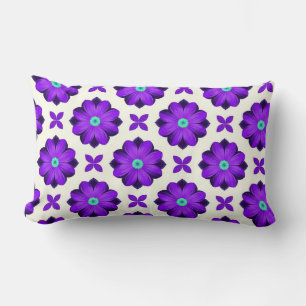 Cojín Lumbar Flores Moradas Vibrantes y Motivos de Hoja