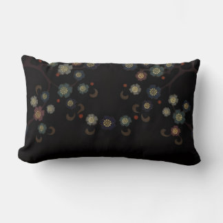 Cojín Lumbar Flores Multicolores Sobre Negro