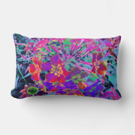 Cojín Lumbar Flores Psicodélicas de colores rojo y morado