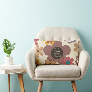 Cojín Lumbar Flores retro "florecen donde te plantan"