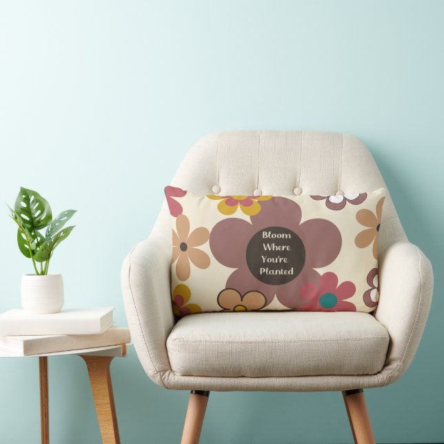 Cojín Lumbar Flores retro "florecen donde te plantan" (Silla)
