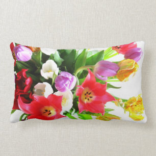 Cojín Lumbar Flores románticas de los tulipanes de la primaver