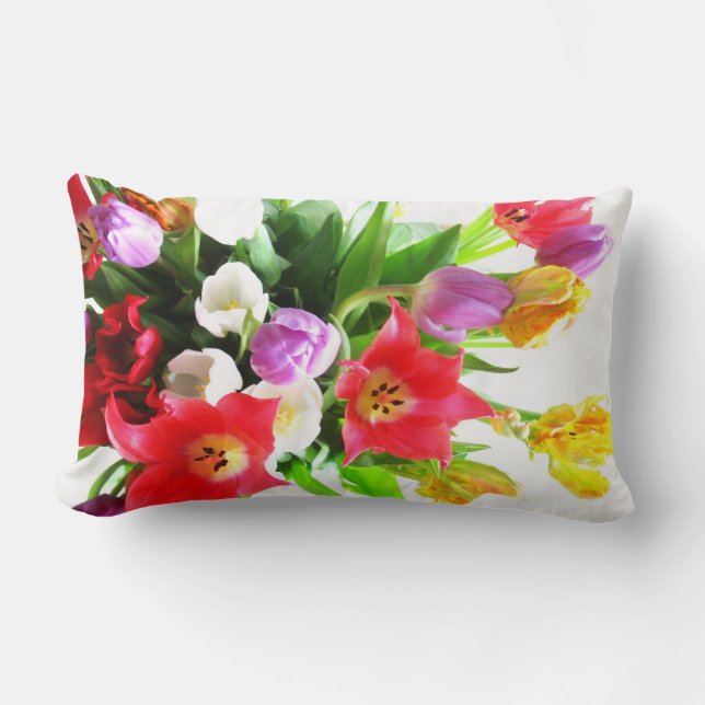 Cojín Lumbar Flores románticas de los tulipanes de la primavera (Anverso)