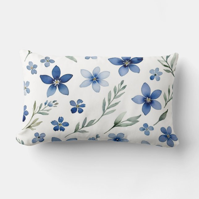 Cojín Lumbar Flores salvajes azules (Anverso)