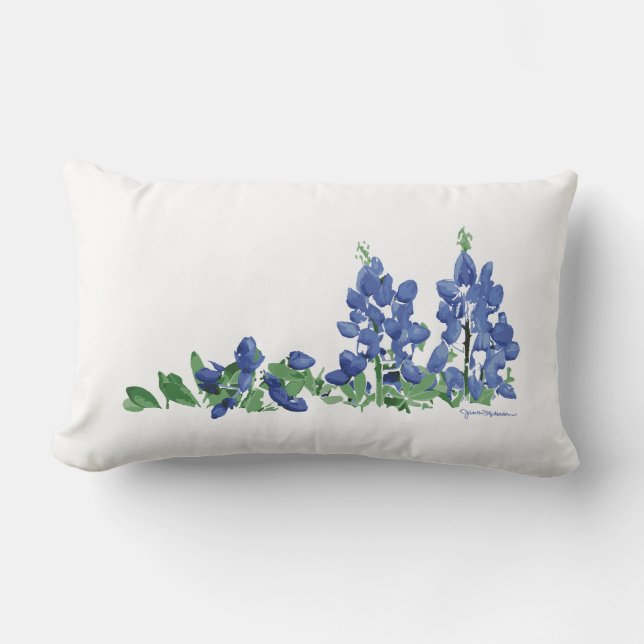 Cojín Lumbar Flores silvestres de Bluebonnet, flores de Texas (Anverso)