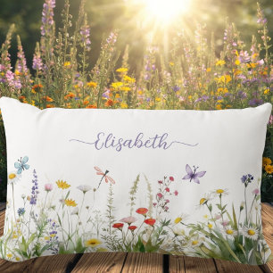 Cojín Lumbar Flores silvestres Purple Lilac Script Name