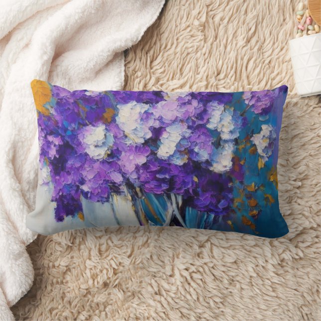 Cojín Lumbar Flores violetas de bonito (Manta)