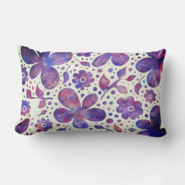 Cojín Lumbar Flores violetas románticas y deja el arte original