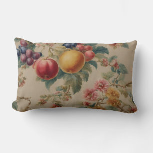 Cojín Lumbar Flores y frutas exquisitas. Estilo francés vintage