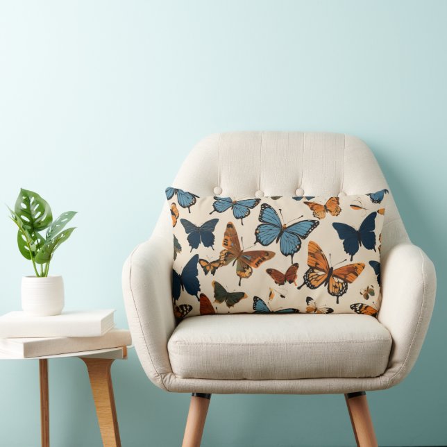 Cojín Lumbar "Flores y mariposas: Elegancia inspirada en la nat (Silla)