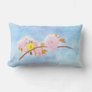 Cojín Lumbar Flores y pájaro de jardín