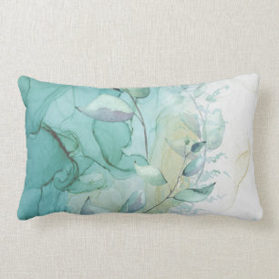 Cojín Lumbar Foliage verde marino y mística de tinta Verde azul