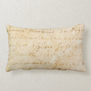 Cojín Lumbar fondo antiguo francés de la escritura del vintage