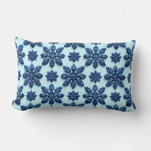 Cojín Lumbar Fondo con patrón de copo de nieve azul
