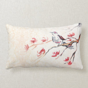 Cojín Lumbar Fondo del pájaro del canto