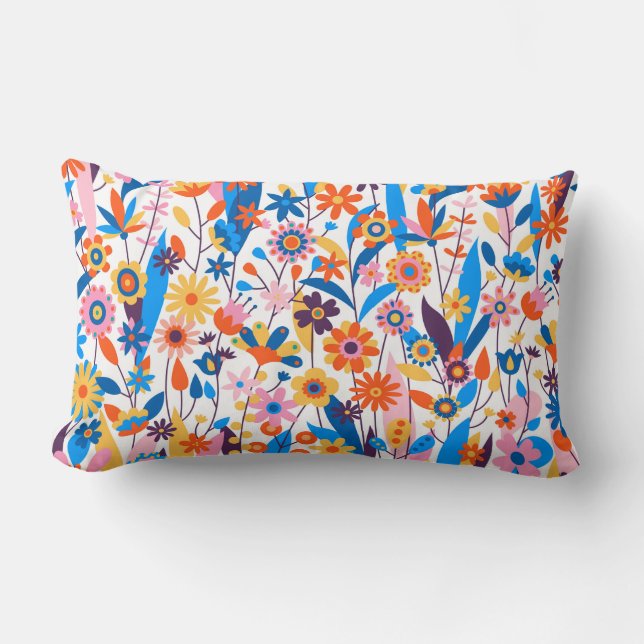 Cojín Lumbar Fondo floral multicolor exótico-32939 (Anverso)