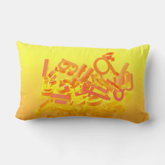 Cojín Lumbar fondo naranja con letras