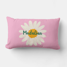 Cojín Lumbar Fondo rosa de monograma para chicas con flores bla