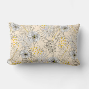 Cojín Lumbar Fondo sin igual con plantas, hojas y flores