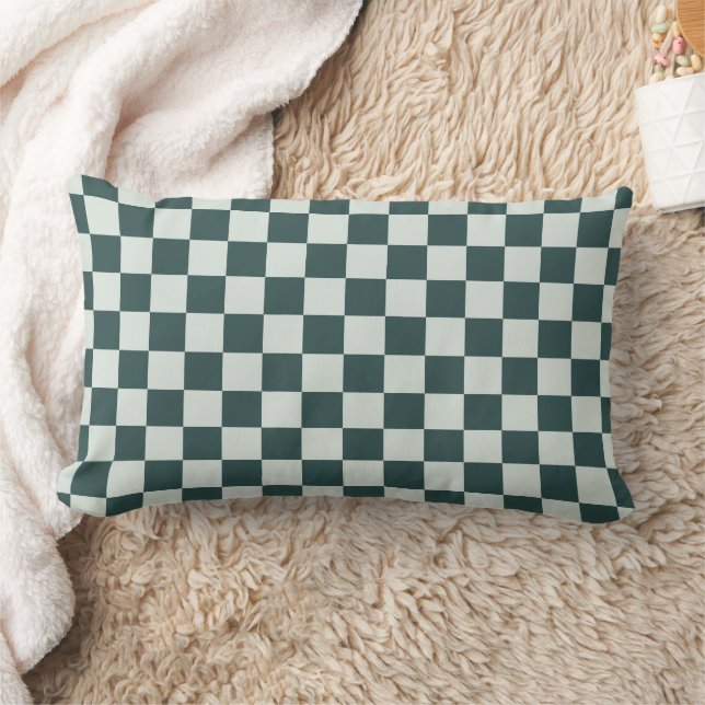 Cojín Lumbar Forest green moss checkerboard pattern (Manta)