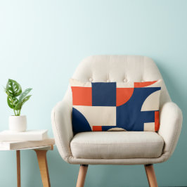 Cojín Lumbar Formas Geométricas Audaces en Azul Marino Naranja 