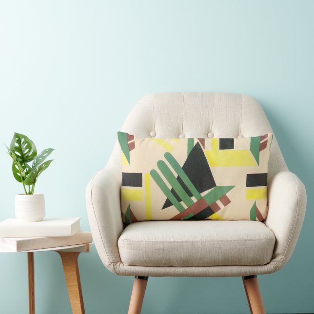 Cojín Lumbar Formas geométricas de jazz de pochoir de arte vint (Silla)