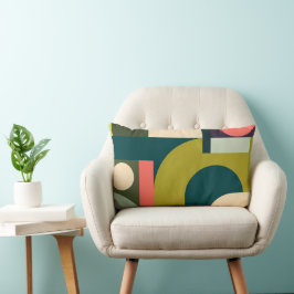 Cojín Lumbar Formas geométricas vibrantes en amarillo y arte ne