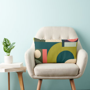 Cojín Lumbar Formas geométricas vibrantes en amarillo y arte ne