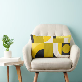 Cojín Lumbar Formas geométricas vibrantes en amarillo y arte ne