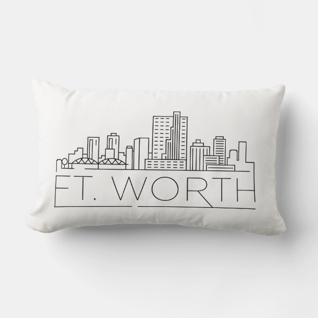 Cojín Lumbar Fort Worth, Texas Skyline Lumbar Pillow (Anverso)
