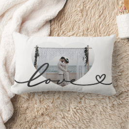 Cojín Lumbar Foto de corazón con guión de amor personalizado